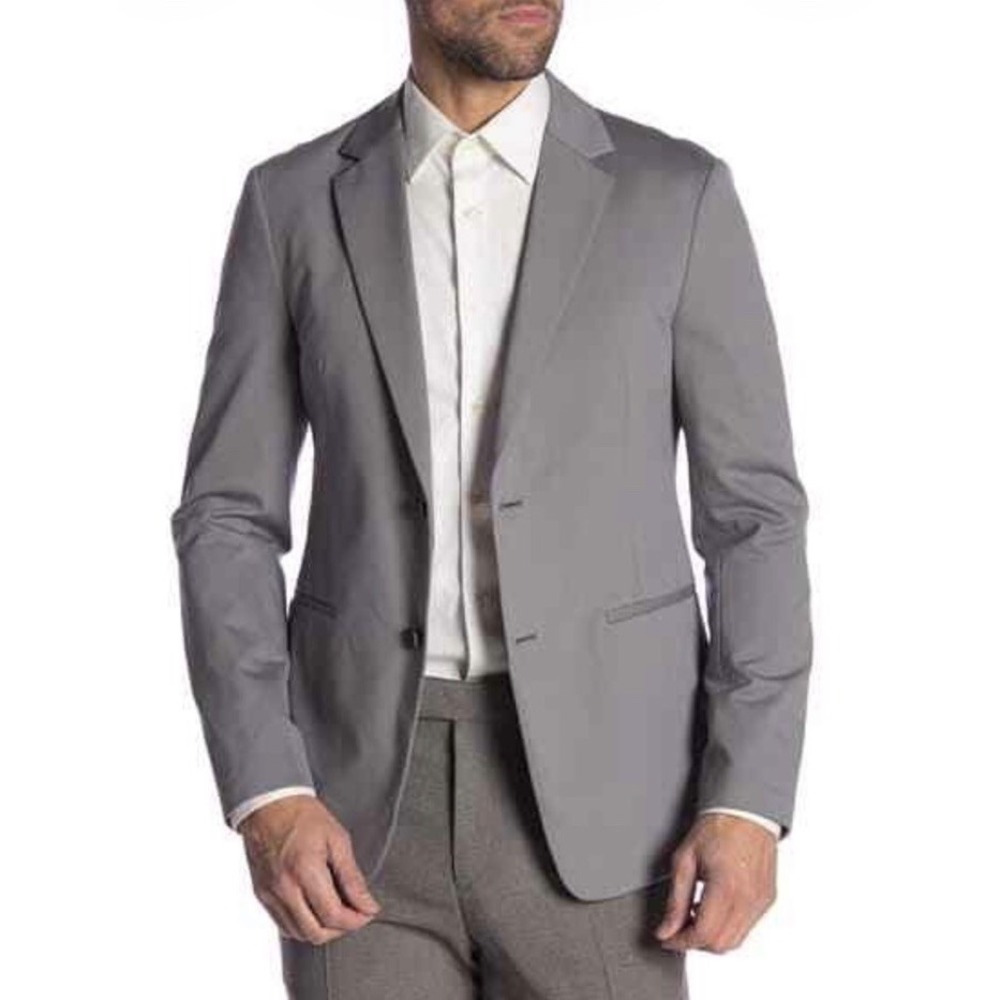Theory Semi Tech Blazer Men's 36 Gray Cotton Blend Two Button Sport Coat